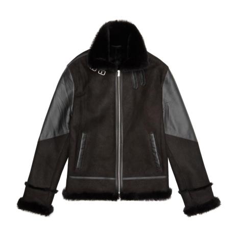 Black Shearling Jacket by Prevu