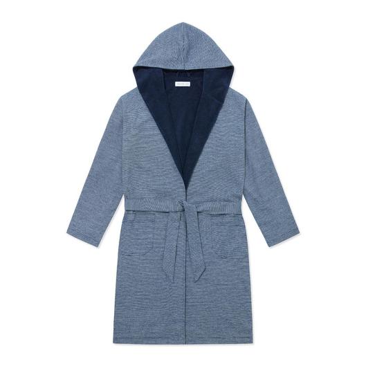 Hamilton and Hare Towelling Robe - Navy Stripe