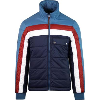 PRETTY GREEN Reversible Quilted Panel Jacket BLUE